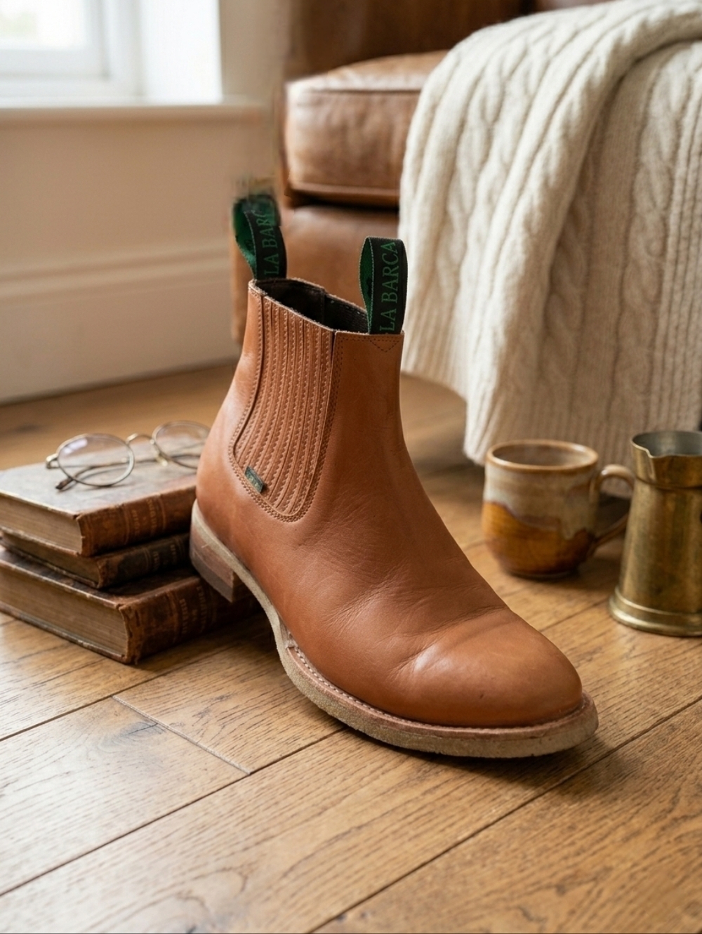 La Barca Leather Chelsea Pull On Boots - Camel/Tan - Men’s US 10 / MX 28.5